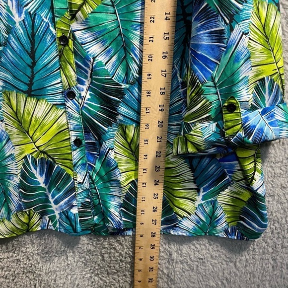 Catherines button up short sleeve top shirt roll tab tropical beachy vacation 2x - Picture 3 of 9
